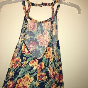 American Eagle floral halter dress with pockets